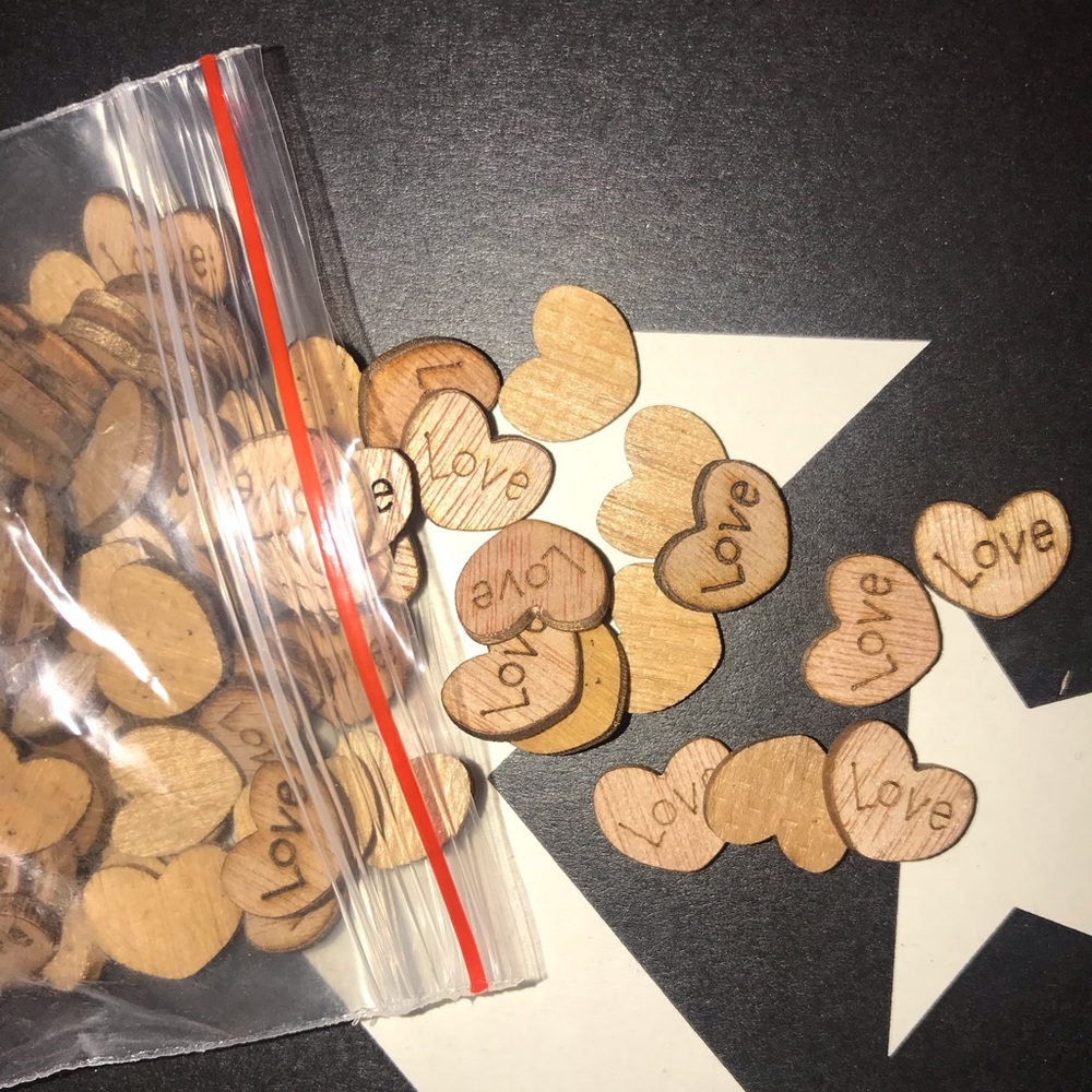 200 “Love” rustic wood chips!